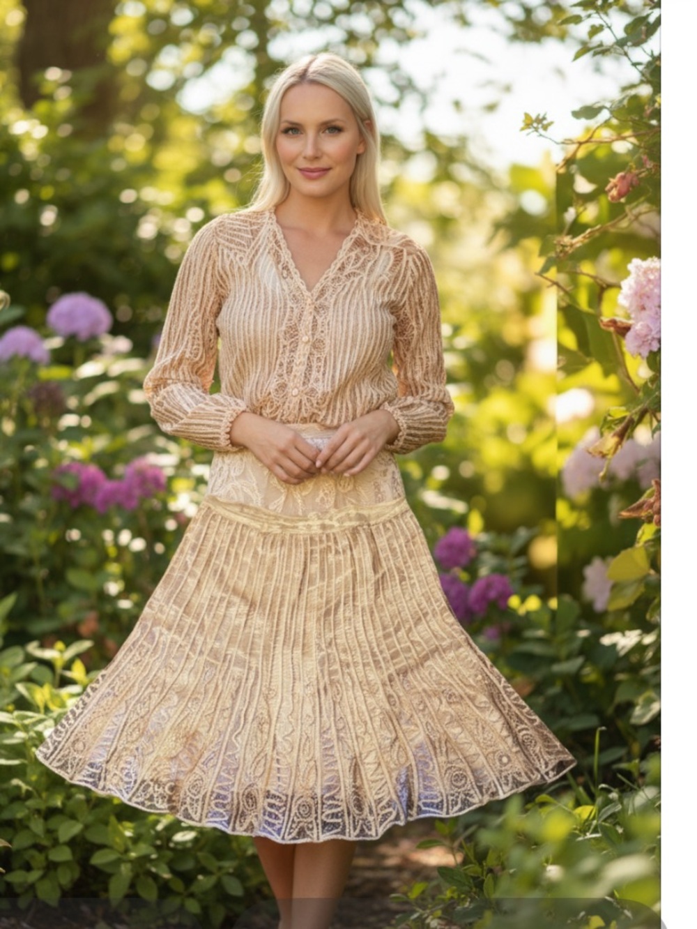 Soulmates Beige Lace Dress Set Mother of The Bride Approx 2X